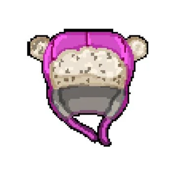 Fun winter hat kid pixel art vector illustration Stock Illustration