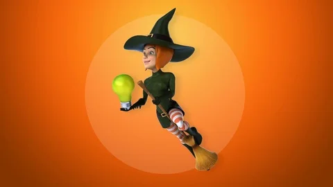 Fun witch - 3D Animation Stock Footage