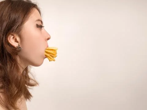 Fun Woman Eats Foto stock