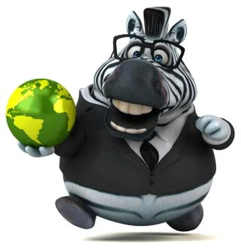 Fun zebra - 3D Illustration Stock Illustration