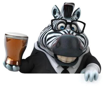 Fun zebra - 3D Illustration Stock Illustration