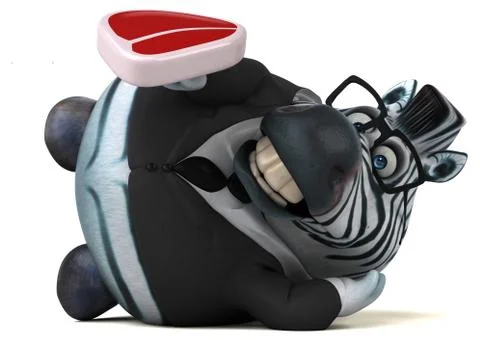 Fun zebra - 3D Illustration Stock Illustration