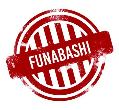 Funabashi - Red grunge button, stamp Stock Illustration