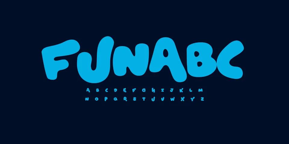 Funabc Kid Fun Font Logo Alphabet Bubble Balloon Letter Set Cute Typography Stock Illustration