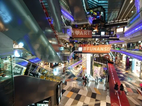 Funan shopping mall hyperlapse move right main view Stock Footage 123711504