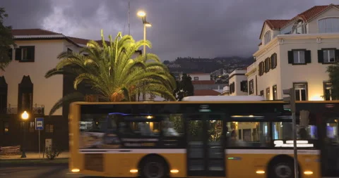 Funchal streets in the evening, 4K Stock Footage 245721720