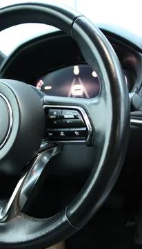 Function Buttons on a Steering Wheel Detailed View Stock Photos
