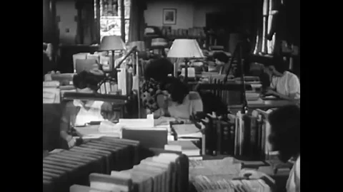 The function of cataloging as a librarian is shown Video stock 90155427