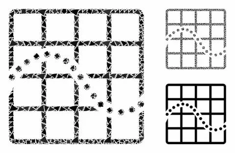Function chart Mosaic Icon of Tuberous Pieces Stock Illustration