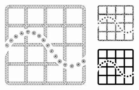 Function Chart Vector Mesh Carcass Model and Triangle Mosaic Icon Illustrazione stock