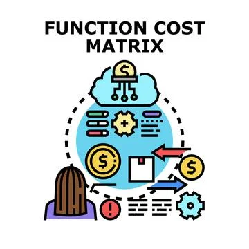Function cost matrix calculating business process expenses Stock Illustration