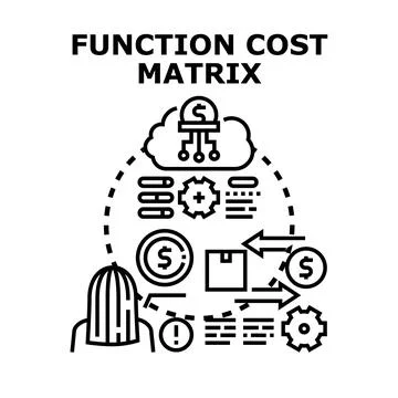 Function cost matrix calculating business process expenses Stock Illustration