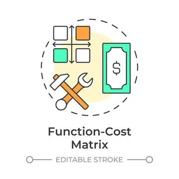 Function cost matrix multi color concept icon Stock Illustration