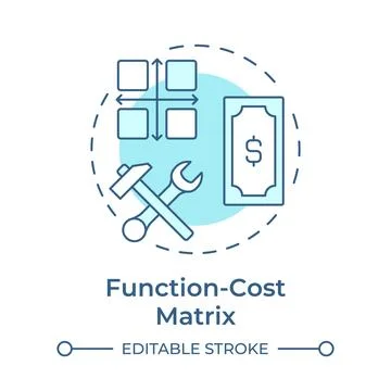 Function cost matrix soft blue concept icon Stock-Illustration
