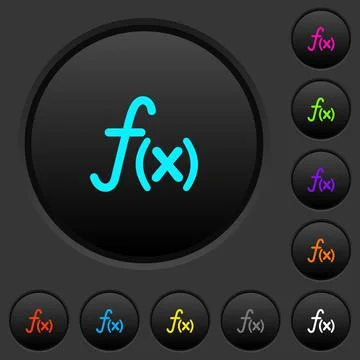 Function dark push buttons with color icons Stock Illustration