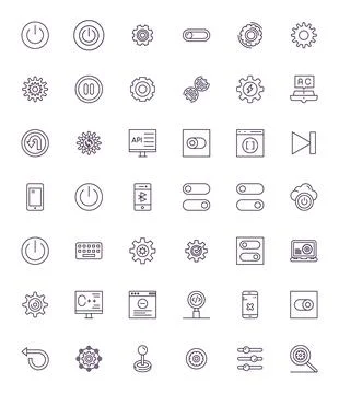 Function featuring 42 High Resolution Vector Icons in Bold Line Design 스톡 일러스트