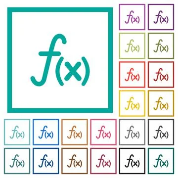 Function flat color icons with quadrant frames Stock Illustration