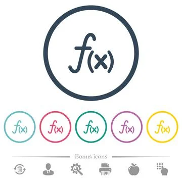 Function flat color icons in round outlines Stockillustratie