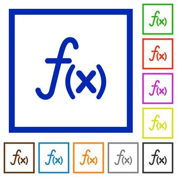 Function flat framed icons Stock Illustration