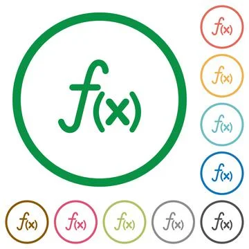 Function flat icons with outlines Stock Illustration