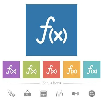 Function flat white icons in square backgrounds Stock Illustration