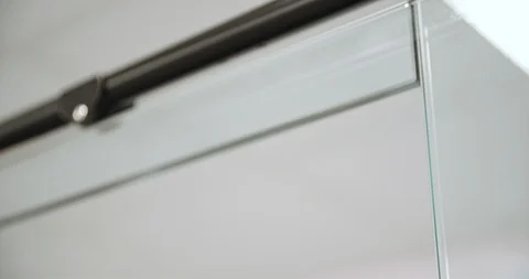 Function of glass door opening, static close up. Video stock 123467755