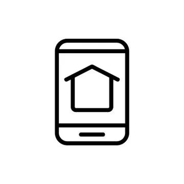 The function home in the phone icon vector. Isolated contour symbol illustration Illustrazione stock