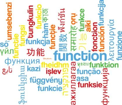 Function multilanguage wordcloud background concept Stock Illustration