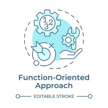 Function oriented approach soft blue concept icon Illustrazione stock