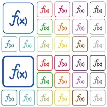 Function outlined flat color icons Stockillustratie