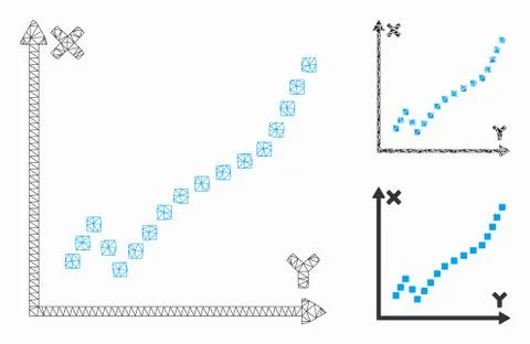 Function Plot Vector Mesh Network Model and Triangle Mosaic Icon Illustrazione stock