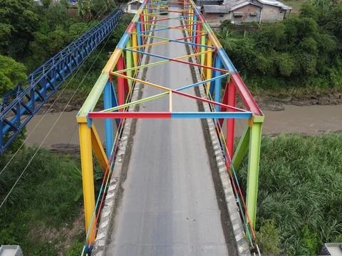 The function of the rainbow bridge in Tegal Regency 库存照片