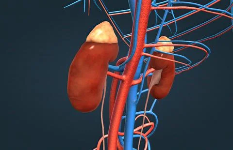 Function of the renal artery and renal vein in the kidney Illustrazione stock