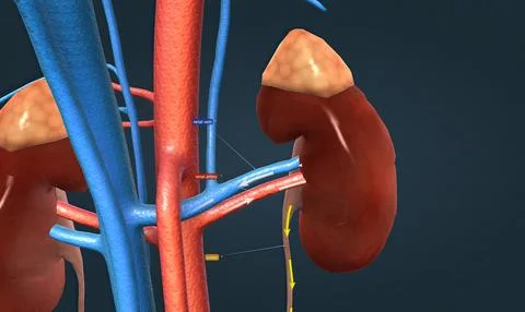 Function of the renal artery and renal vein in the kidney Illustrazione stock