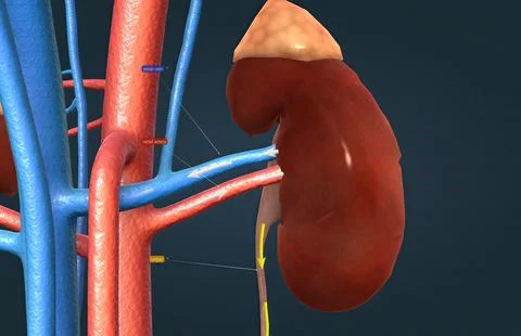 Function of the renal artery and renal vein in the kidney Illustrazione stock
