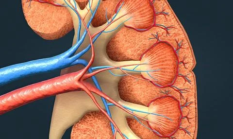 Function of the renal artery and renal vein in the kidney Illustrazione stock