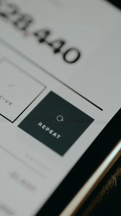 Function to REPEAT the previous transaction from a banking app Stock Footage 331578425