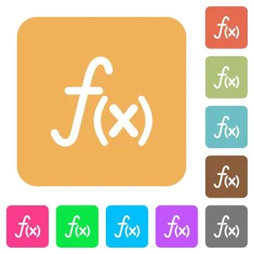 Function rounded square flat icons Stock Illustration