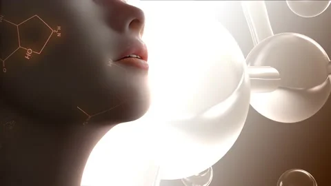 Function of vitamins In skin care, skin care presented in the form of chemic Stock Footage 190325574