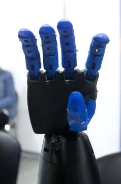 A functional 3D-printed robotic prosthetic hand. Object printed on 3D printer Foto stock