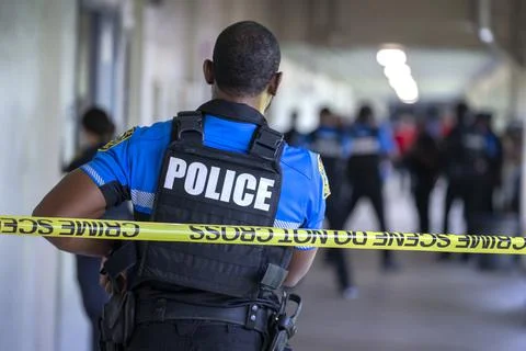 Functional active shooter drill at the Hialeah Senior High School in Hialeah, US 写真素材