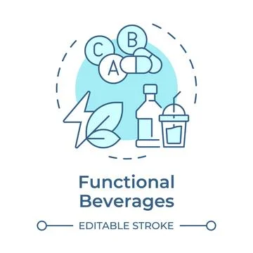 Functional beverages soft blue concept icon Stock Illustration