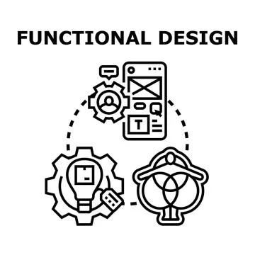 Functional design creating user interface and development process イラスト素材