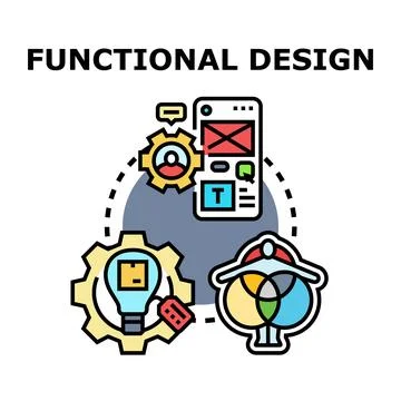 Functional design creating user interface and development process Stock-Illustration