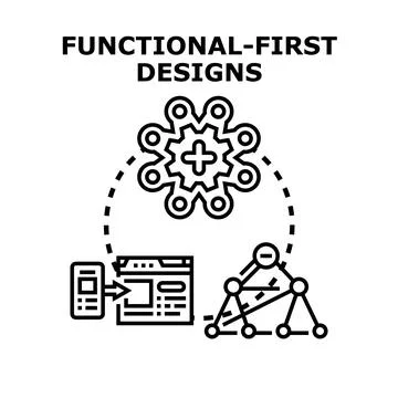 Functional first designs improving user interface and development Illustrazione stock