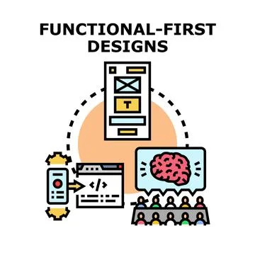 Functional first designs process and development cycle Stock Illustration