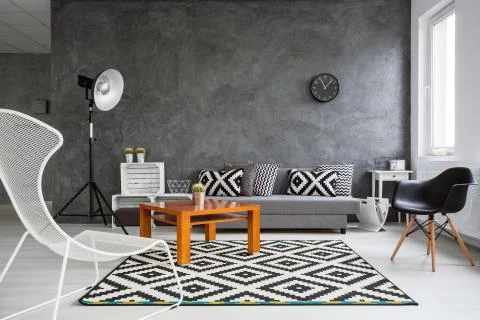 Functional home interior in grey Foto stock