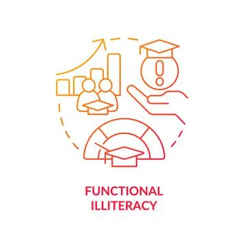 Functional illiteracy red gradient concept icon Stock Illustration