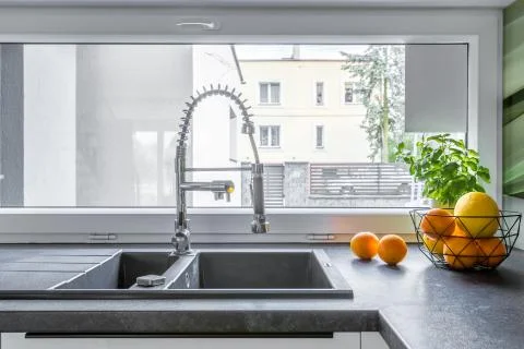 Functional kitchen sink idea Stock Photos