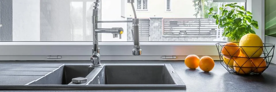 Functional kitchen sink Stock-Fotos